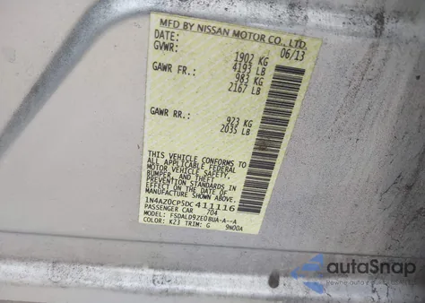 2013 Nissan Leaf Sv из США, поврежденный, VIN 1N4AZ0CP5DC411116